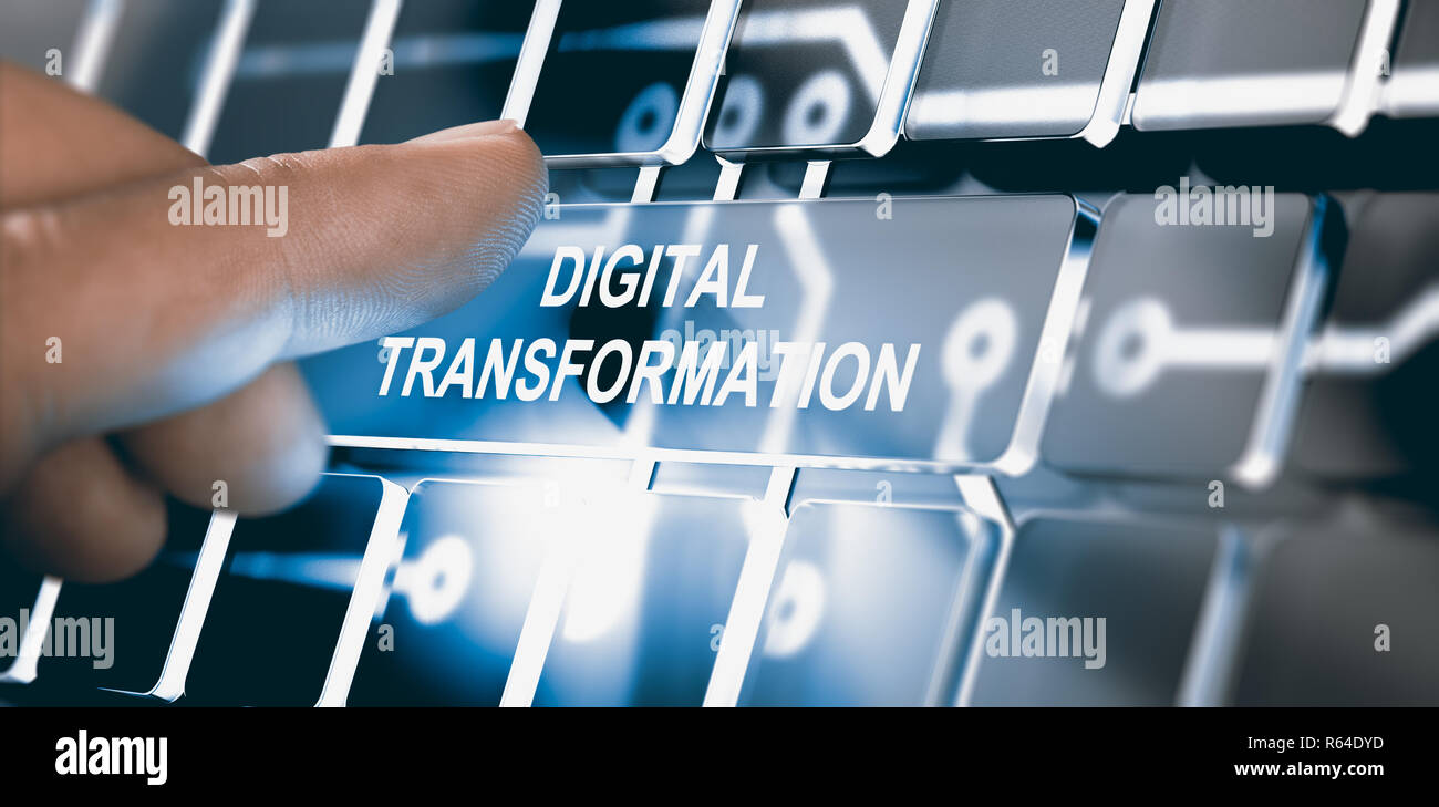 La digitalizzazione, la trasformazione digitale Concept Foto Stock