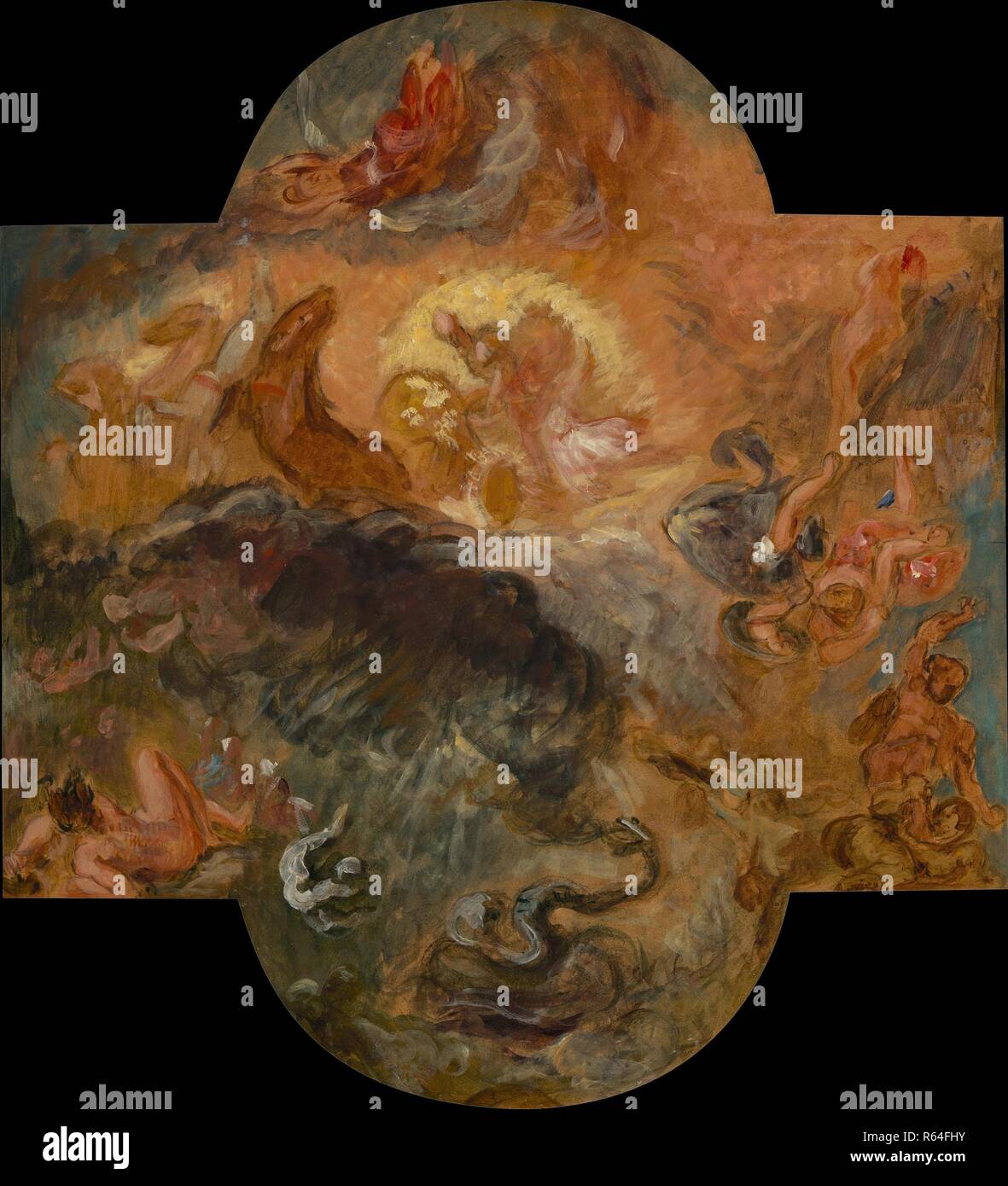 Apollo uccide Python. Data: 1850. Dimensioni: 66,2 cm x 60,3 cm, 89,5 cm x 83,0 cm. Museo: Van Gogh Museum di Amsterdam. Autore: DELACROIX, Eugenio. Foto Stock