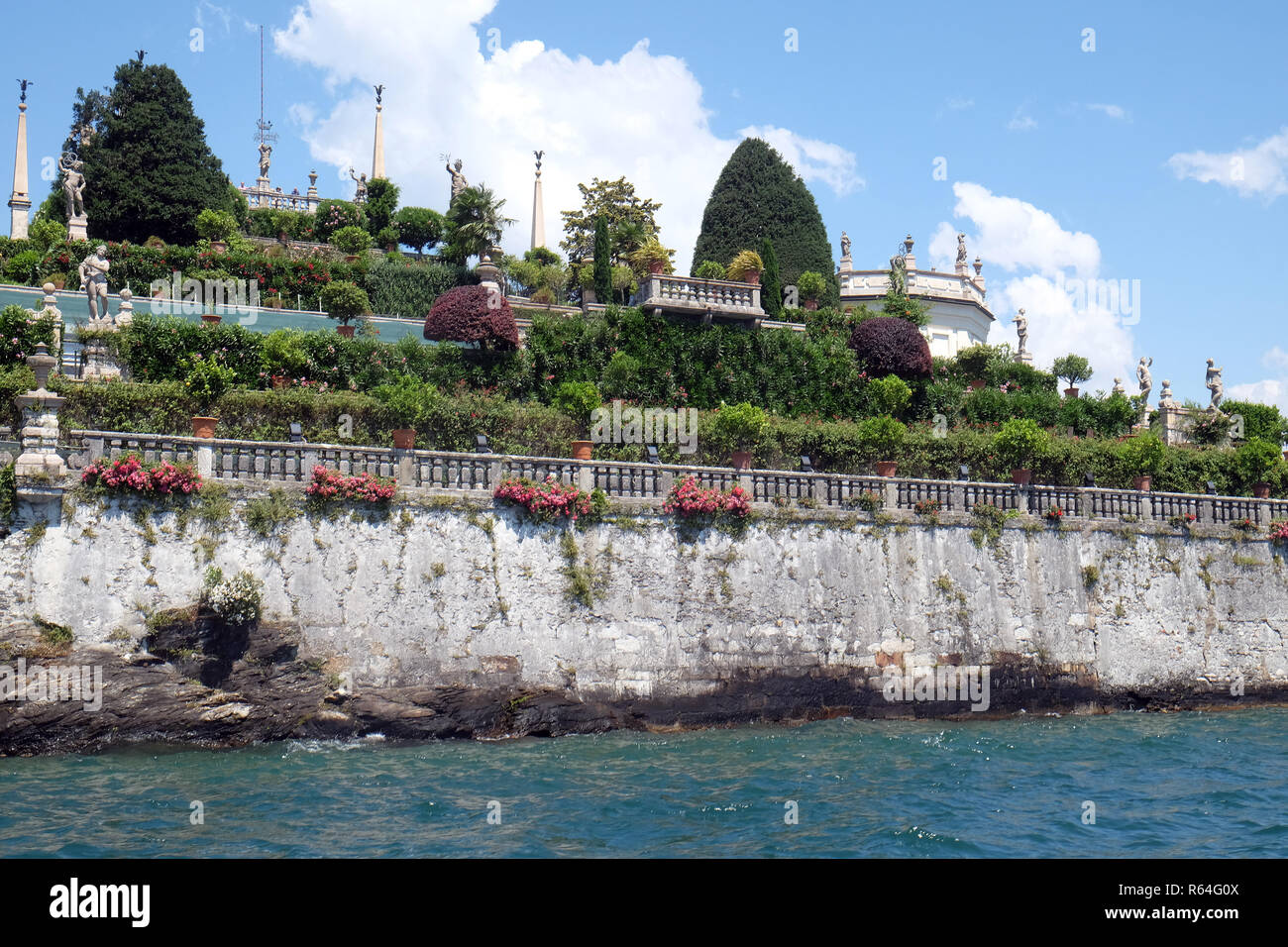 Giardini di Palazzo Borromeo a Isola Bella, Lago Maggiore, Piemonte, Italia Foto Stock