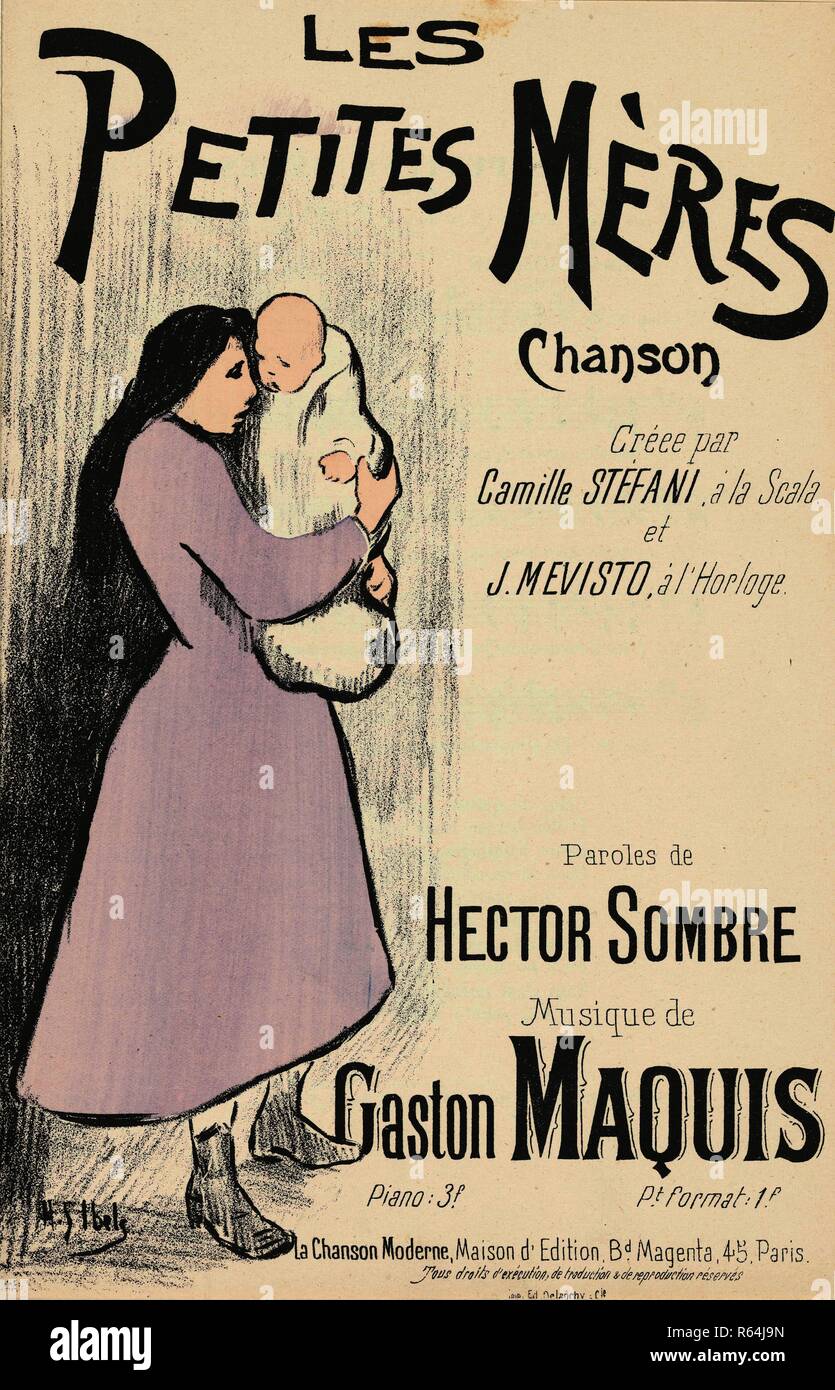 Foglio di musica Les Petites mères da Hector cupo e Gaston macchia, eseguita da Camille Stéfani Mévisto e. Dimensioni: 27,4 cm x 17,7 cm. Museo: Van Gogh Museum di Amsterdam. Foto Stock