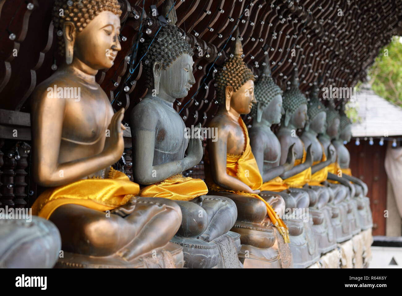 Figure di buddha in seema malaka tempio di Colombo in Sri lanka Foto Stock