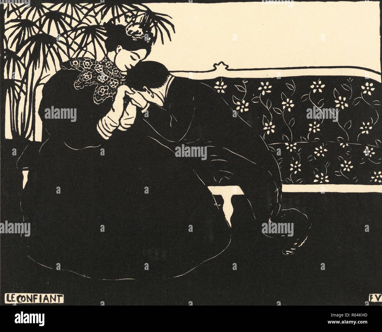 La Confessione (Le confiant). Dimensioni: 24.9 cm x 32 cm, 17,8 cm x 22,4 cm. Museo: Van Gogh Museum di Amsterdam. Autore: VALLOTTON, FELIX. Foto Stock