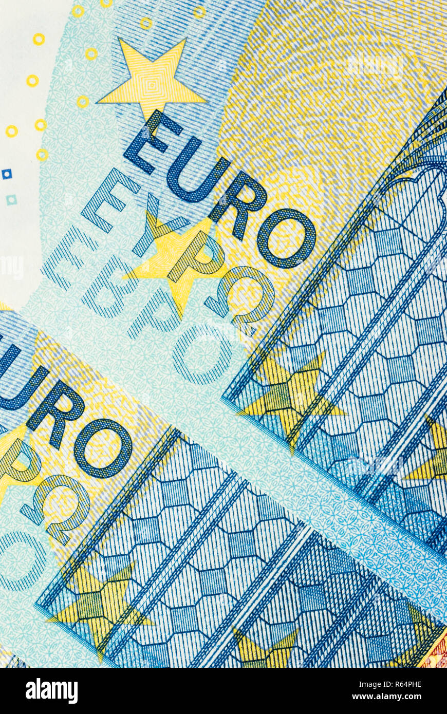 Venti le banconote in euro Foto Stock