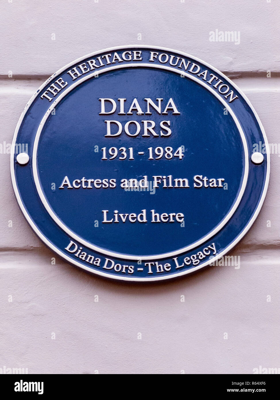 Diana Dors targa blu, a Chelsea, Londra Foto Stock
