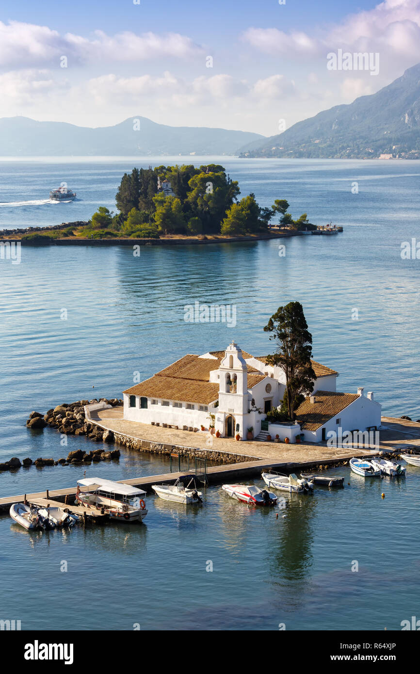 Corfù Corfù Grecia vlachernon vlacherna chiesa kanoni ritratto isola mare viaggi Foto Stock