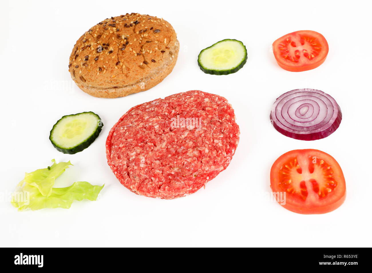 Ingredienti per un hamburger Foto Stock