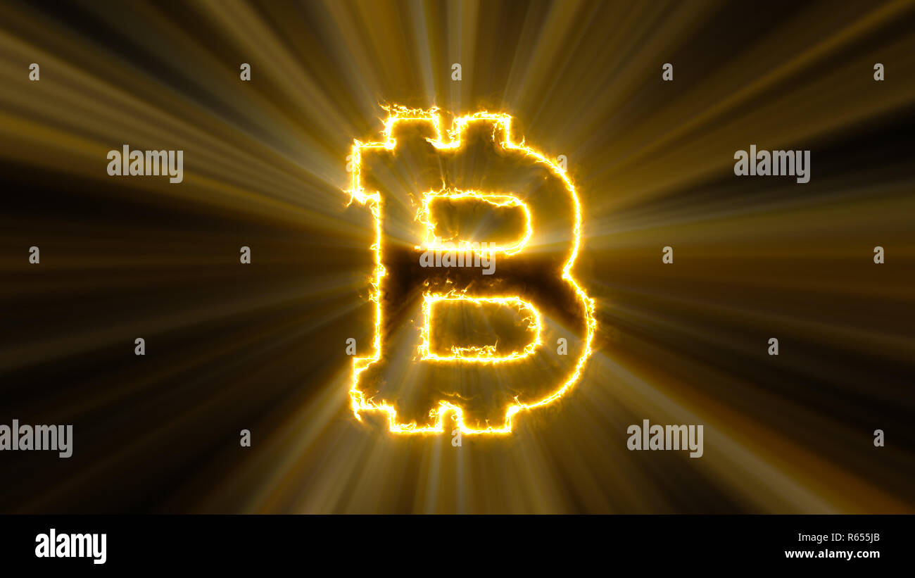 Sfondo astratto con segno bitcoin Foto Stock
