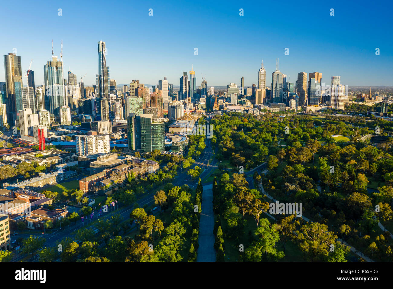 Vista aerea del CBD di Melbourne Foto Stock