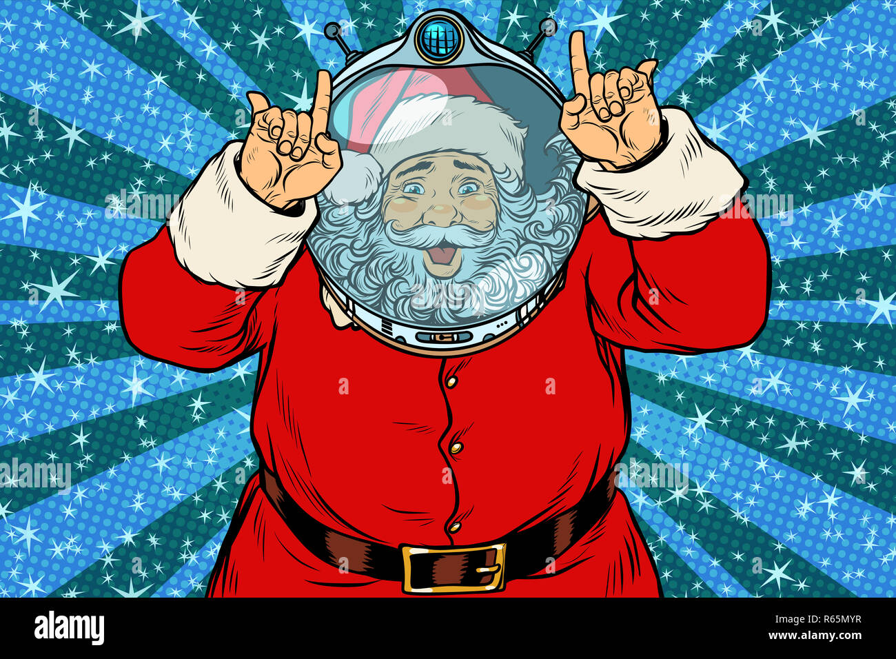 Funny Santa Claus astronauta rende facce Foto Stock