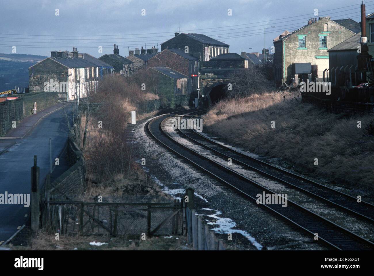 La British Rail Preston a Colne linea ferroviaria, Lancashire, Gran Bretagna Foto Stock