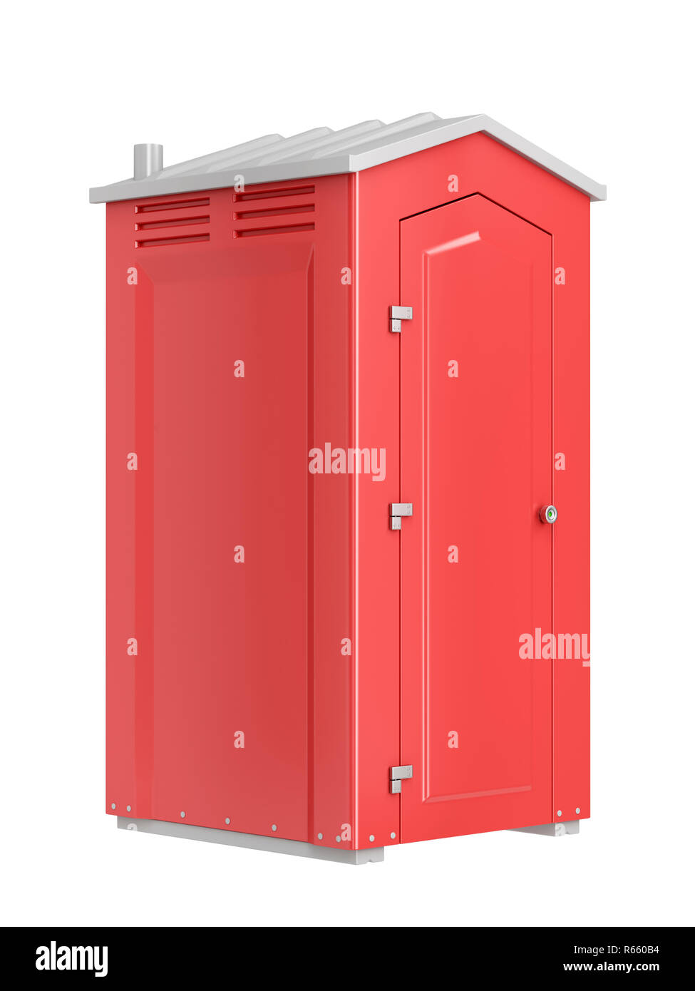 Rosso wc mobile isolato su bianco Foto Stock
