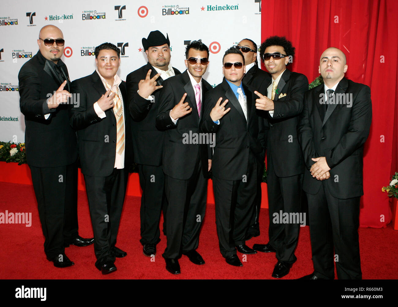 Alacranes Musicalaes arriva sul tappeto rosso per il 2008 Latin Billboard Awards al Seminole Hard Rock Hotel & Casino in Hollywood Florida il 10 aprile 2008. Foto Stock