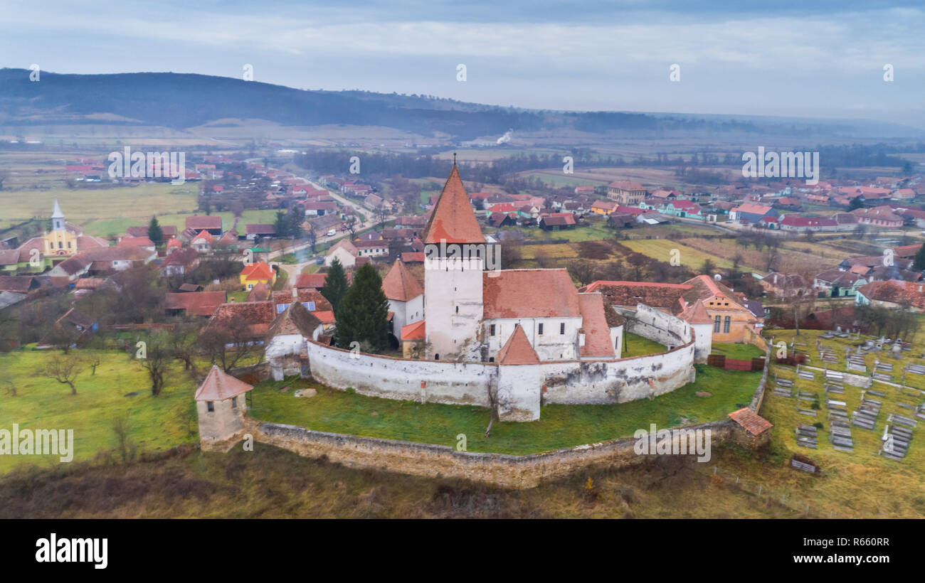 Hosman chiesa fortificata in Transilvania, Romania Foto Stock