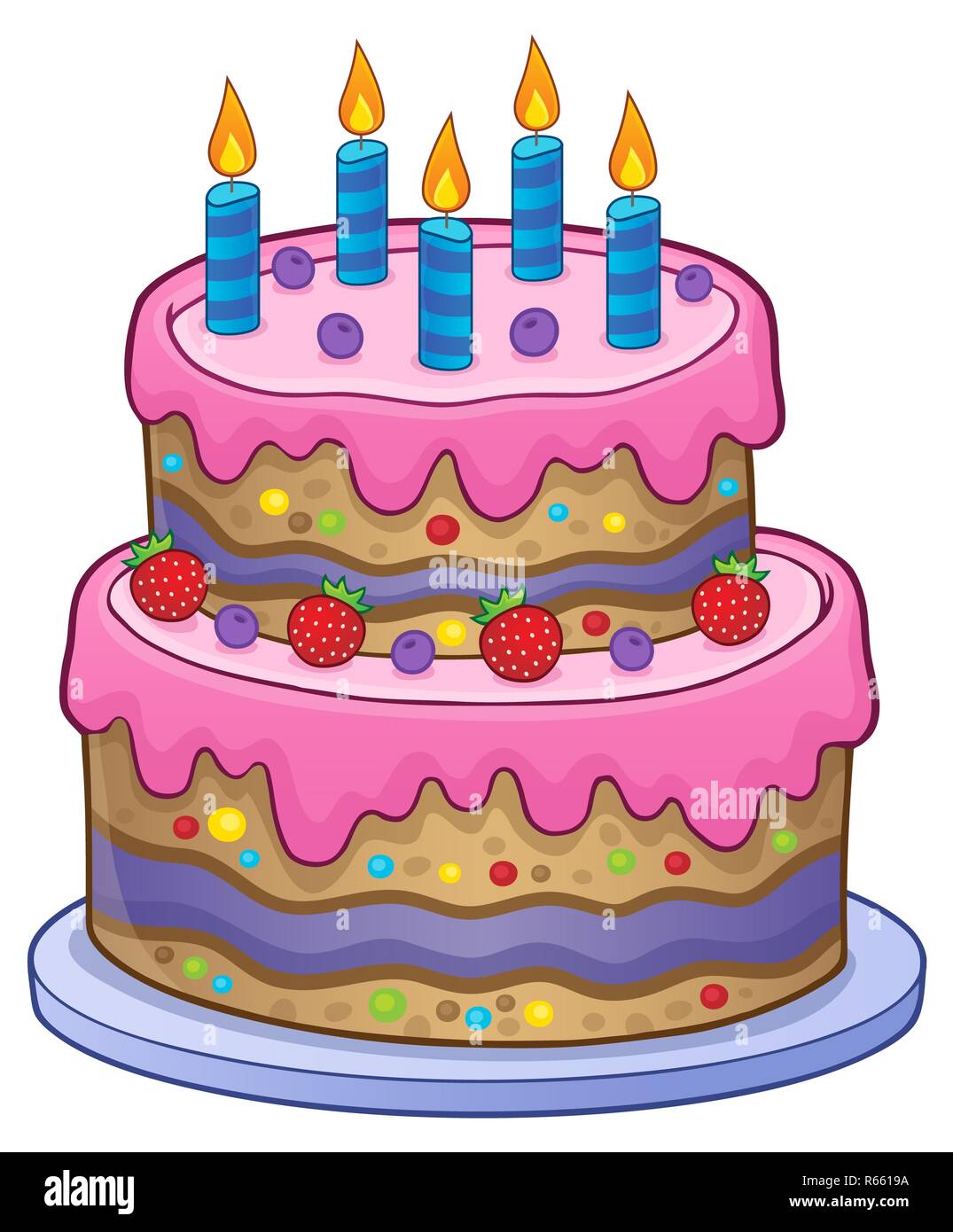 Torta di compleanno con 5 candele Foto stock - Alamy