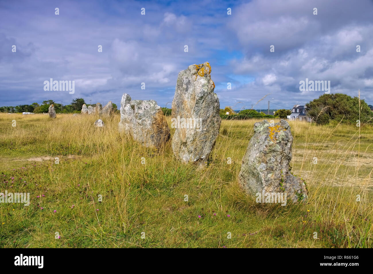 Le righe di pietra di lagatjar,crozon penisola in Brittany - alignements de lagatjar,crozon in Bretagna Foto Stock