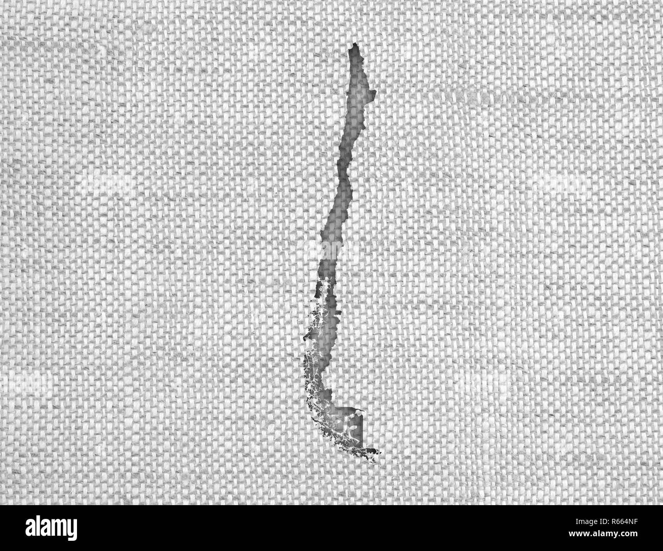 Mappa di Cile su vecchie lenzuola Foto Stock