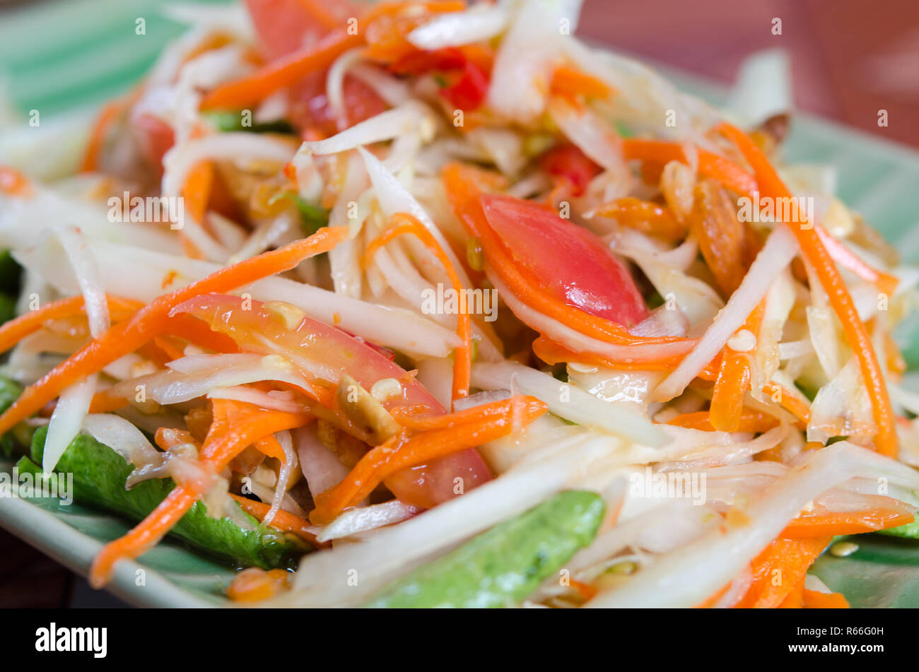 Insalata di papaia cibo tailandese Foto Stock