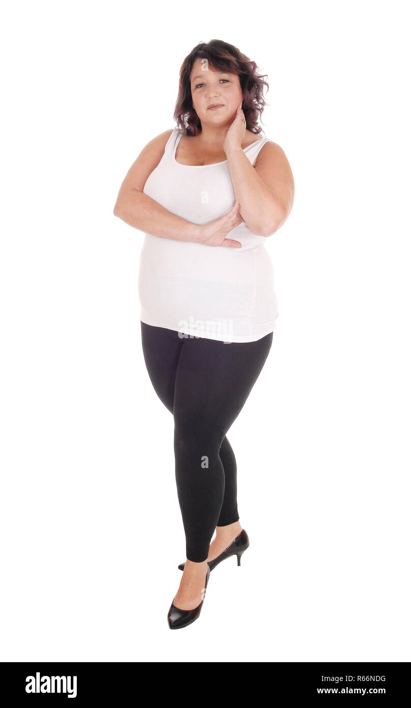 Oversized donna in piedi nel profilo Foto Stock