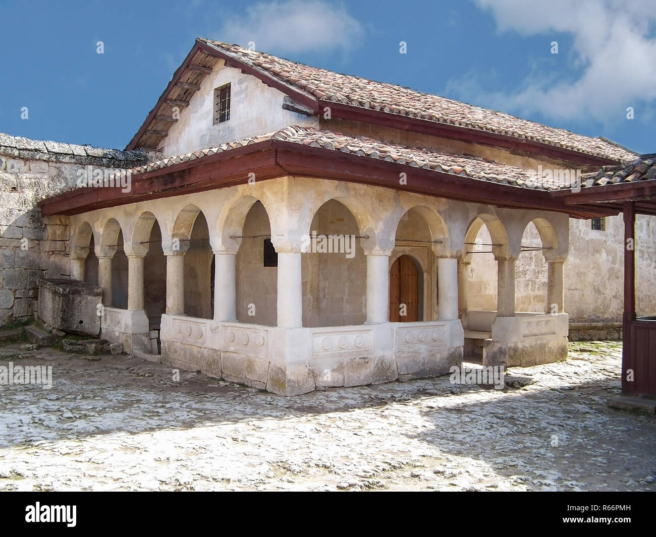 Karaite kenassa sul Monte Chufut Kale in Crimea Foto Stock