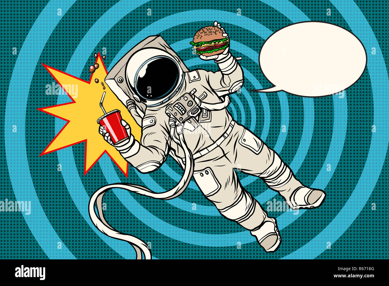 La Pop art astronauta street food Foto Stock