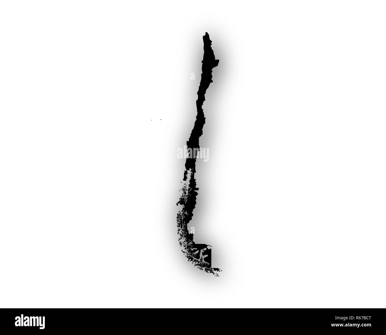 Mappa di Cile con ombra Foto Stock
