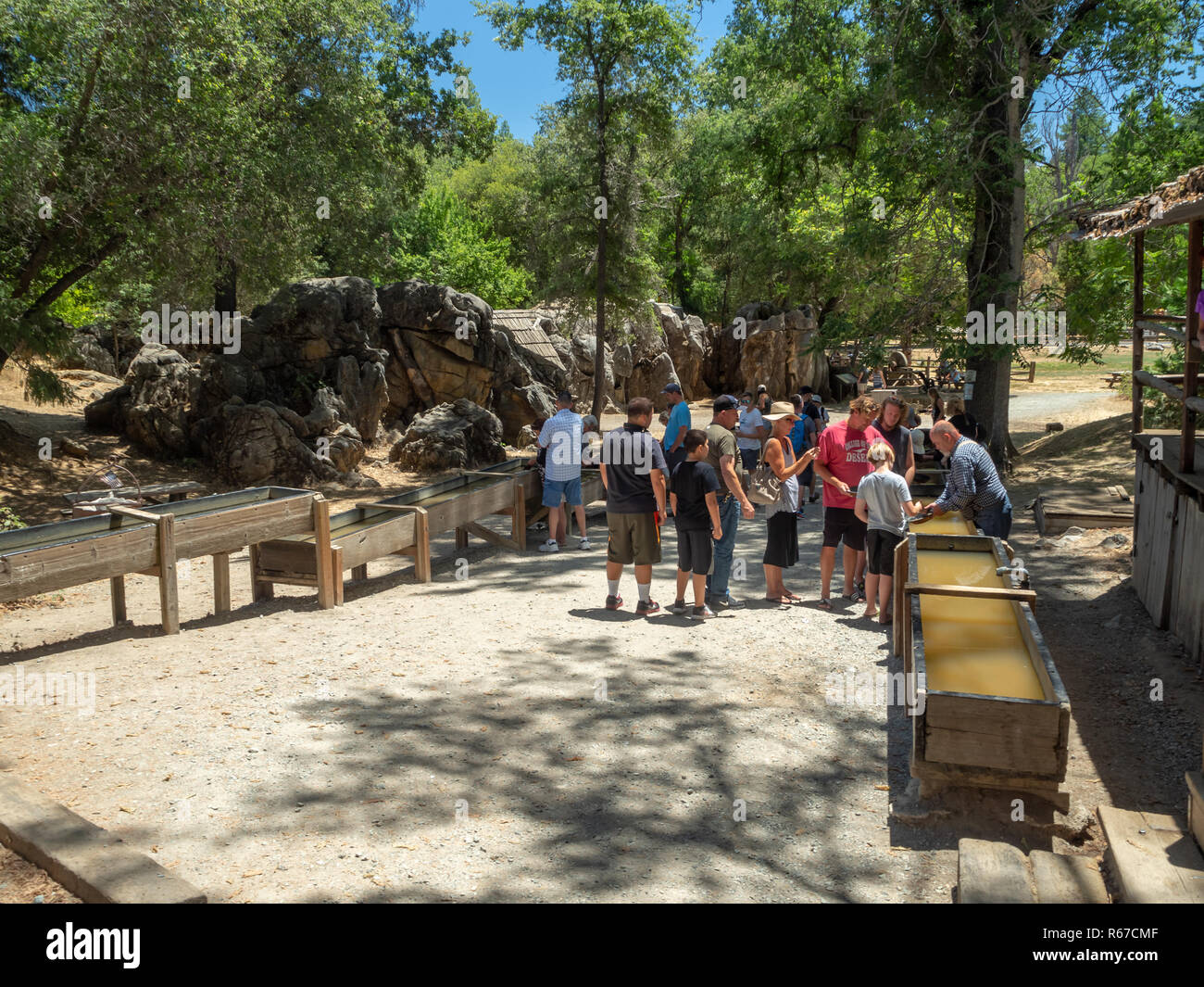 Città di Columbia, oro County, Califormia, STATI UNITI D'AMERICA, gold panning, edifici storici e cavallo carrello carrello Foto Stock