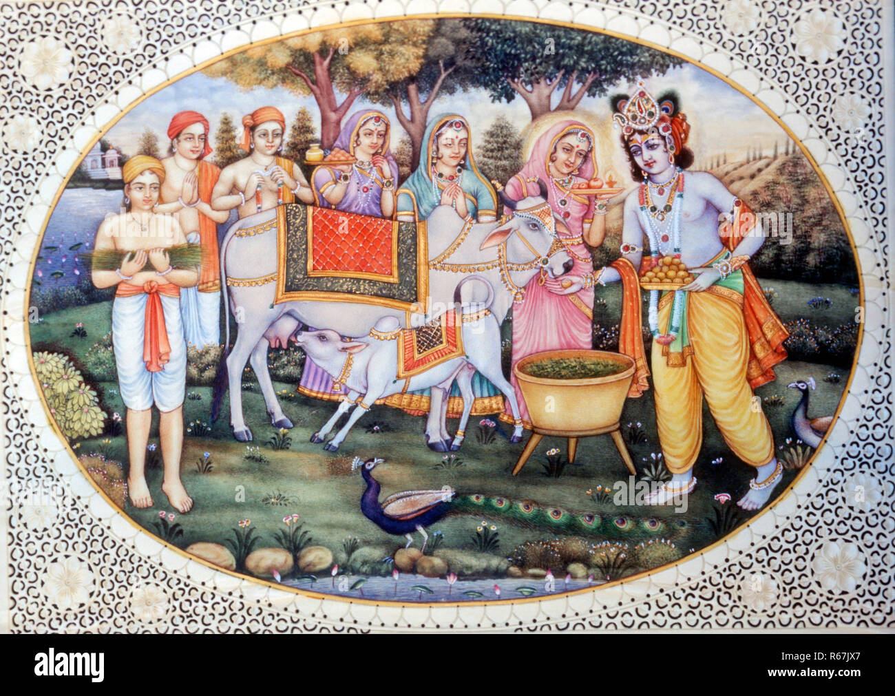 Radha Krishna di dipinti in miniatura Foto Stock
