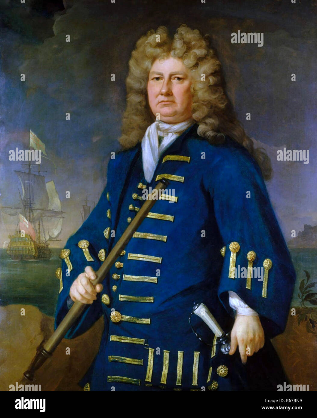 SHOVELL CLOUDSLEY (1650-1707) English naval officer dipinta da Michael Dahl circa 1702 Foto Stock