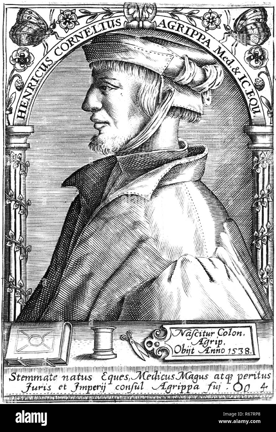 HEINRICH AGRIPPA (1486-1535) Tedesco polymath,soldato,medico,teologo Foto Stock