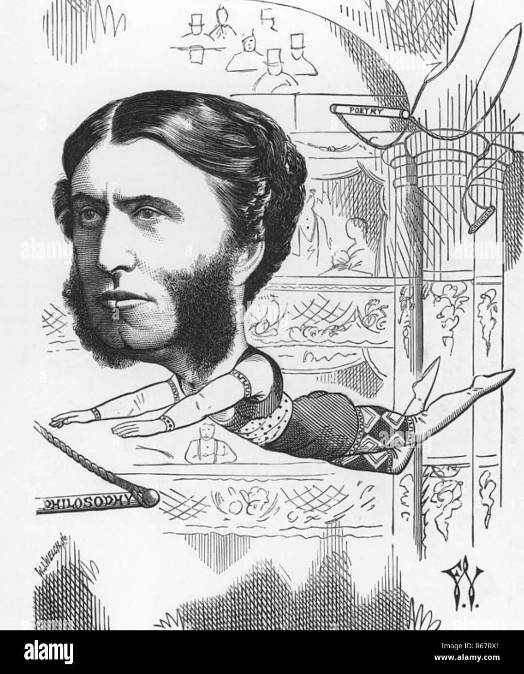 MATTHEW ARNOLD (1822-1888) poeta inglese e ispettore scolastico. Un 1872 cartoon da Federico Waddy mostra Arnold spostarsi agevolmente tra la poesia e la filosofia. Foto Stock