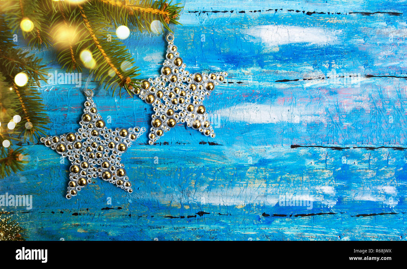 Le decorazioni di Natale con abete e copia di sfondo spazio Foto Stock