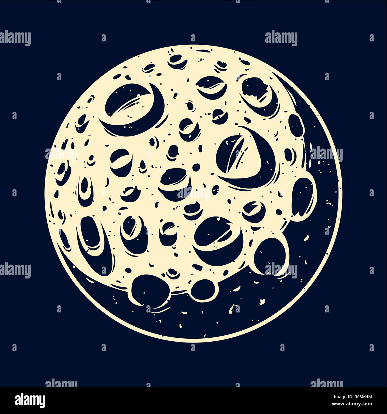 La luna nel cielo nero. Illustrazione Vettoriale