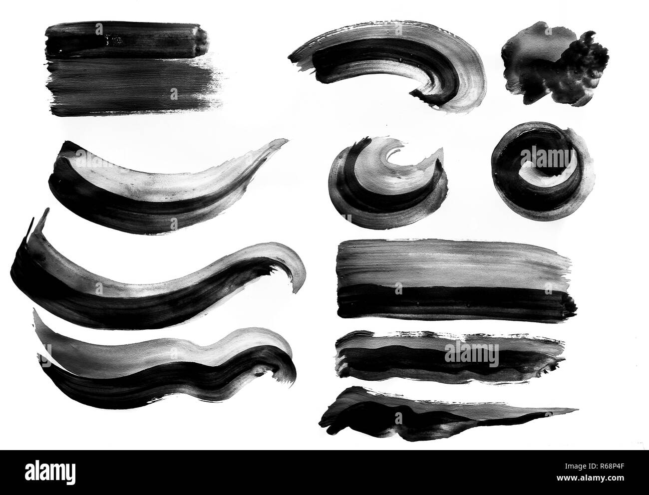 I tratti di pennello con vernice ad acquerello su carta. sfondo Foto Stock