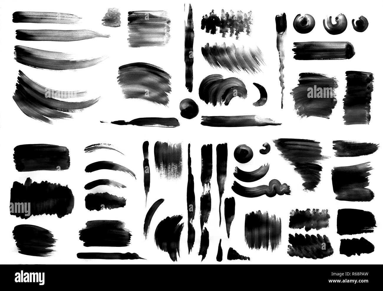 I tratti di pennello con vernice ad acquerello su carta. sfondo Foto Stock