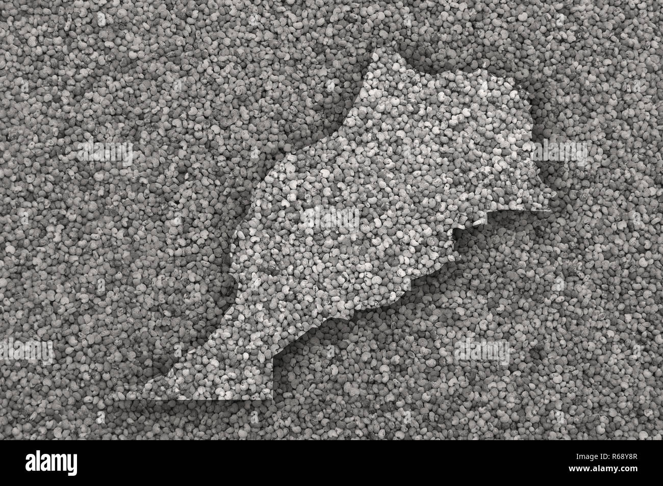 Mappa del Marocco sul papavero Foto Stock