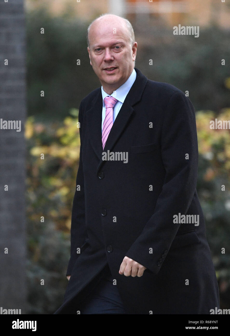 Segretario dei trasporti Chris Grayling arriva a Downing Street, Londra, per una riunione del gabinetto. Foto Stock