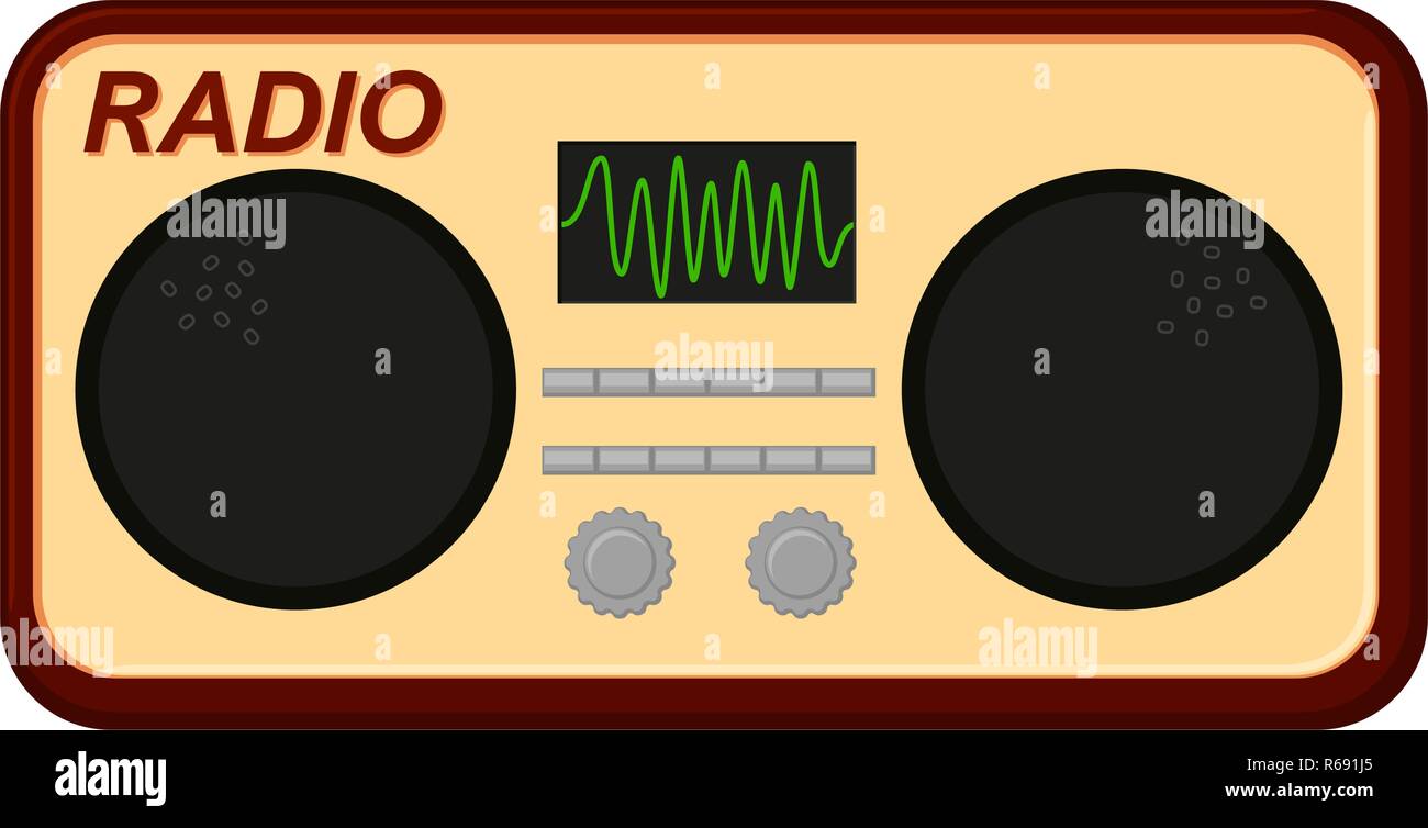 Cartoon colorata vecchia radio Illustrazione Vettoriale