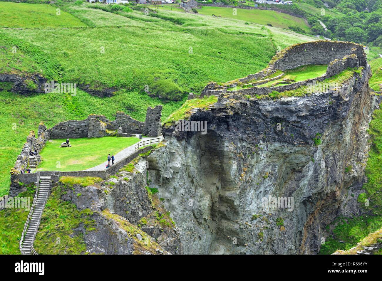 Tintagel Castle rovine,Cornwall,l'Inghilterra,UK Foto Stock