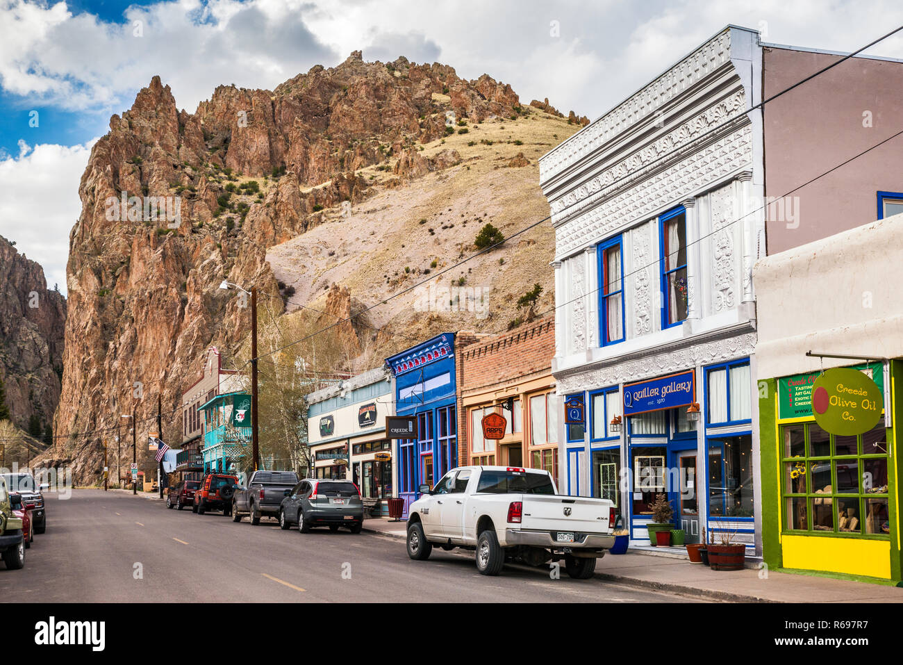 Strada principale di Creede, Colorado, STATI UNITI D'AMERICA Foto Stock