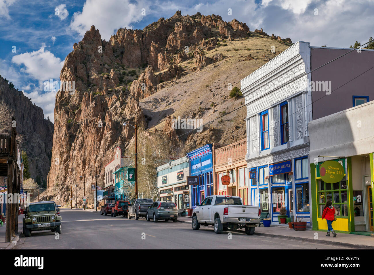 Strada principale di Creede, Colorado, STATI UNITI D'AMERICA Foto Stock