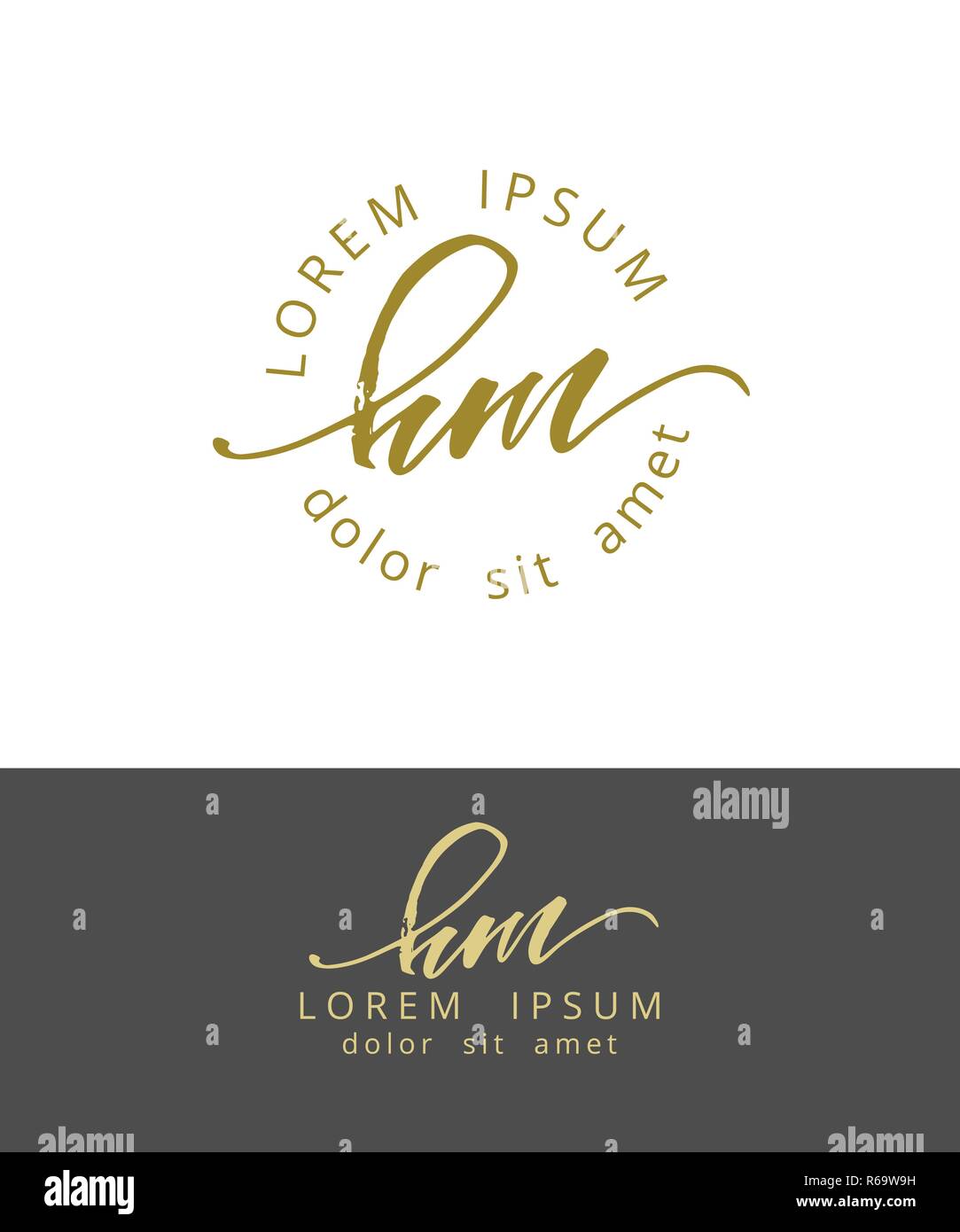 H M. Spazzola Handdrawn Monogram Calligraphy Logo Design lavoro Illustrazione Vettoriale