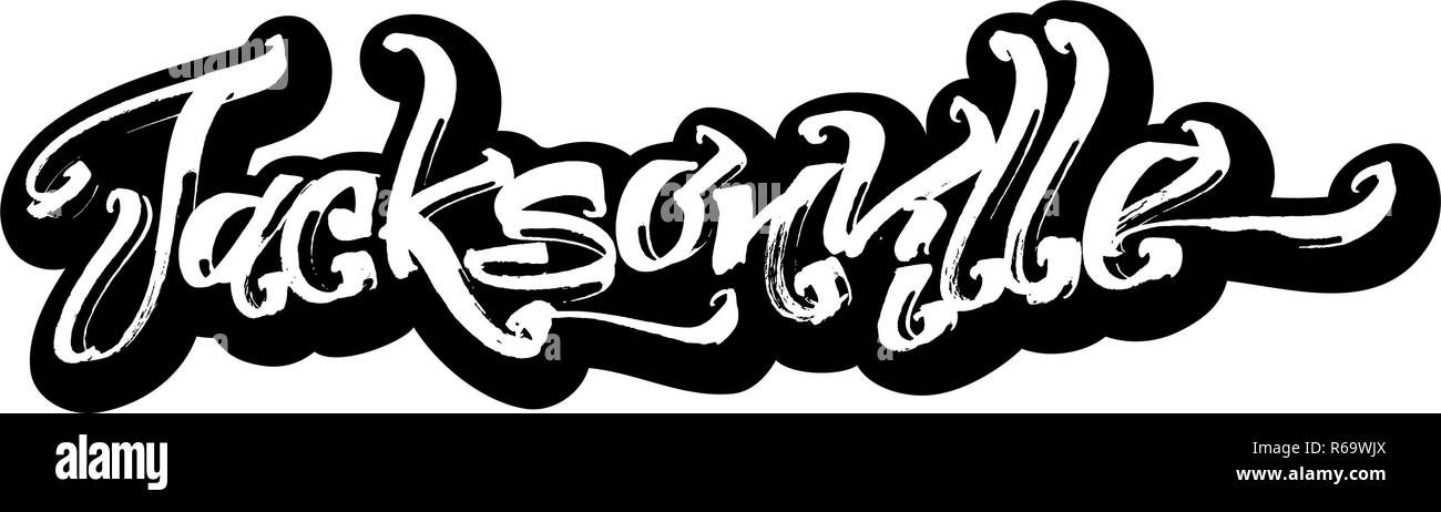 Il Jacksonville. Adesivo. La calligrafia moderna scritte a mano per la Stampa di Schermo Di seta Illustrazione Vettoriale
