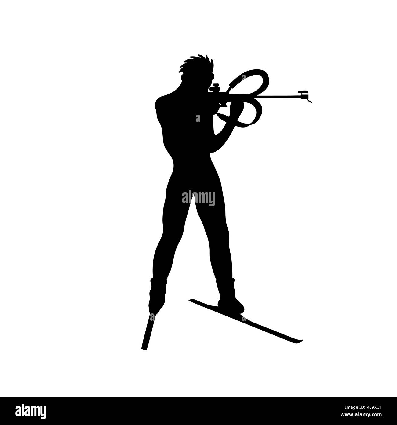 Le riprese da una posizione in piedi nel biathlon. Illustrazione Vettoriale