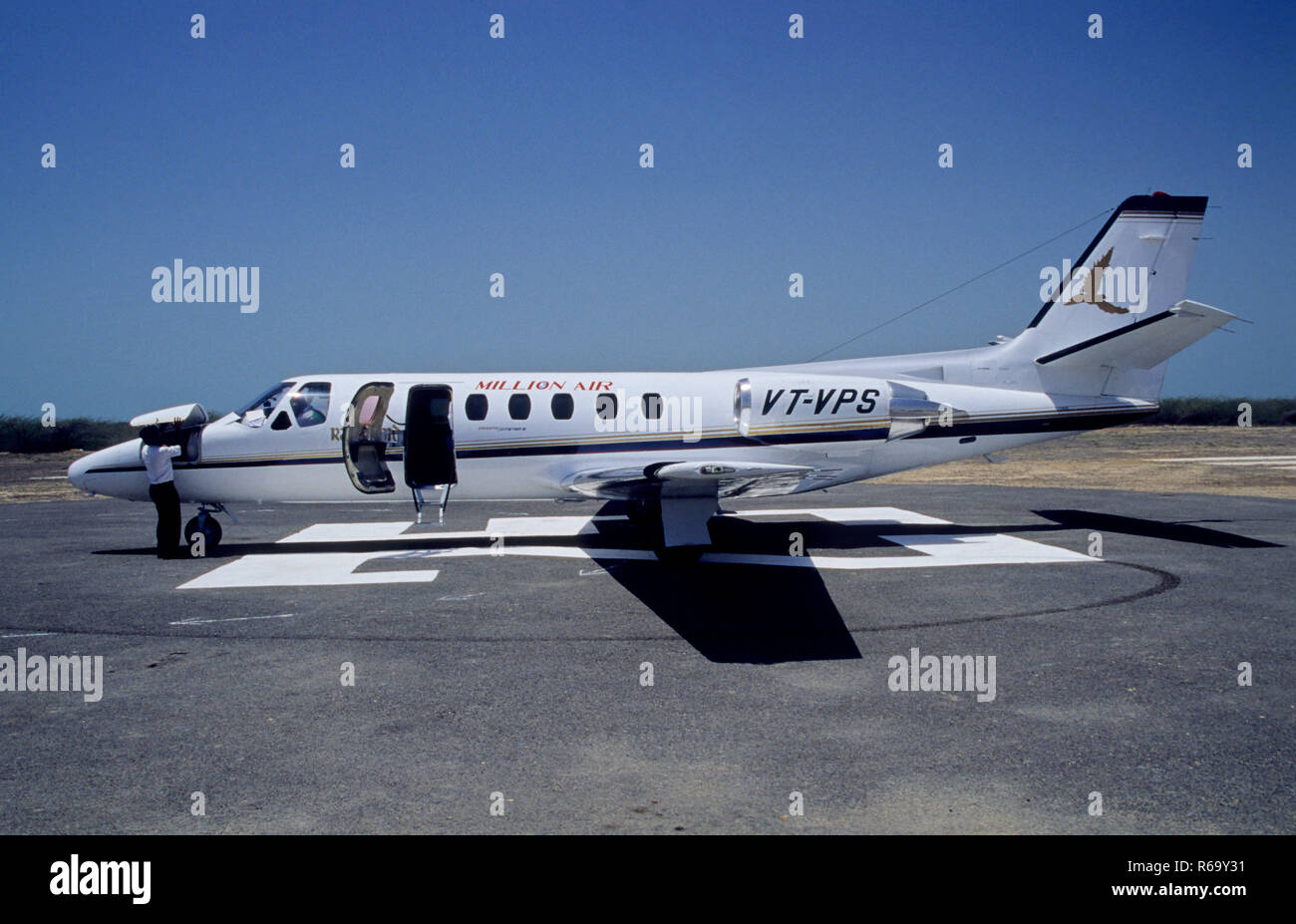 Million Air aereo privato charter, aeroporto di Santa Cruz, Chhatrapati Shivaji Maharaj International Airport, Bombay, Mumbai, Maharashtra, India, Asia Foto Stock