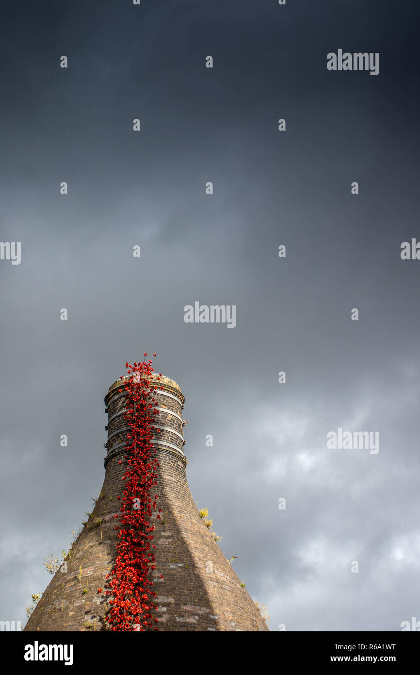 Piangendo papaveri installazione a Middleport ceramica in Stoke on Trent per commemorare i 100 anni dalla guerra mondiale 1 Foto Stock Piangendo papaveri installazione a Middleport ceramica in Stoke on Trent per commemorare i 100 anni dalla guerra mondiale 1 Foto Stock