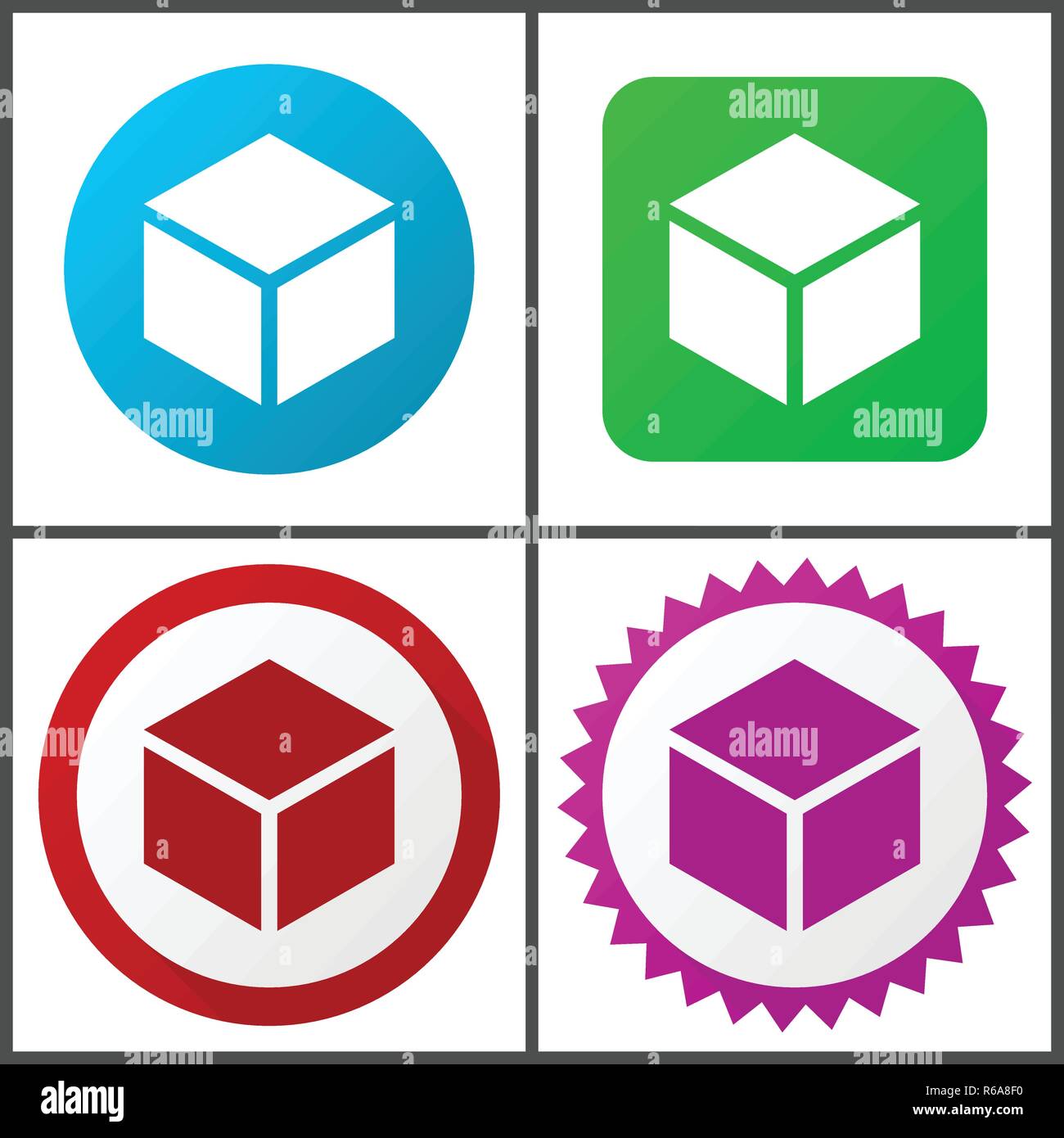 Box rosso, blu, verde e rosa vector icon set. Web icone. Design piatto segni e simboli facili da modificare Illustrazione Vettoriale