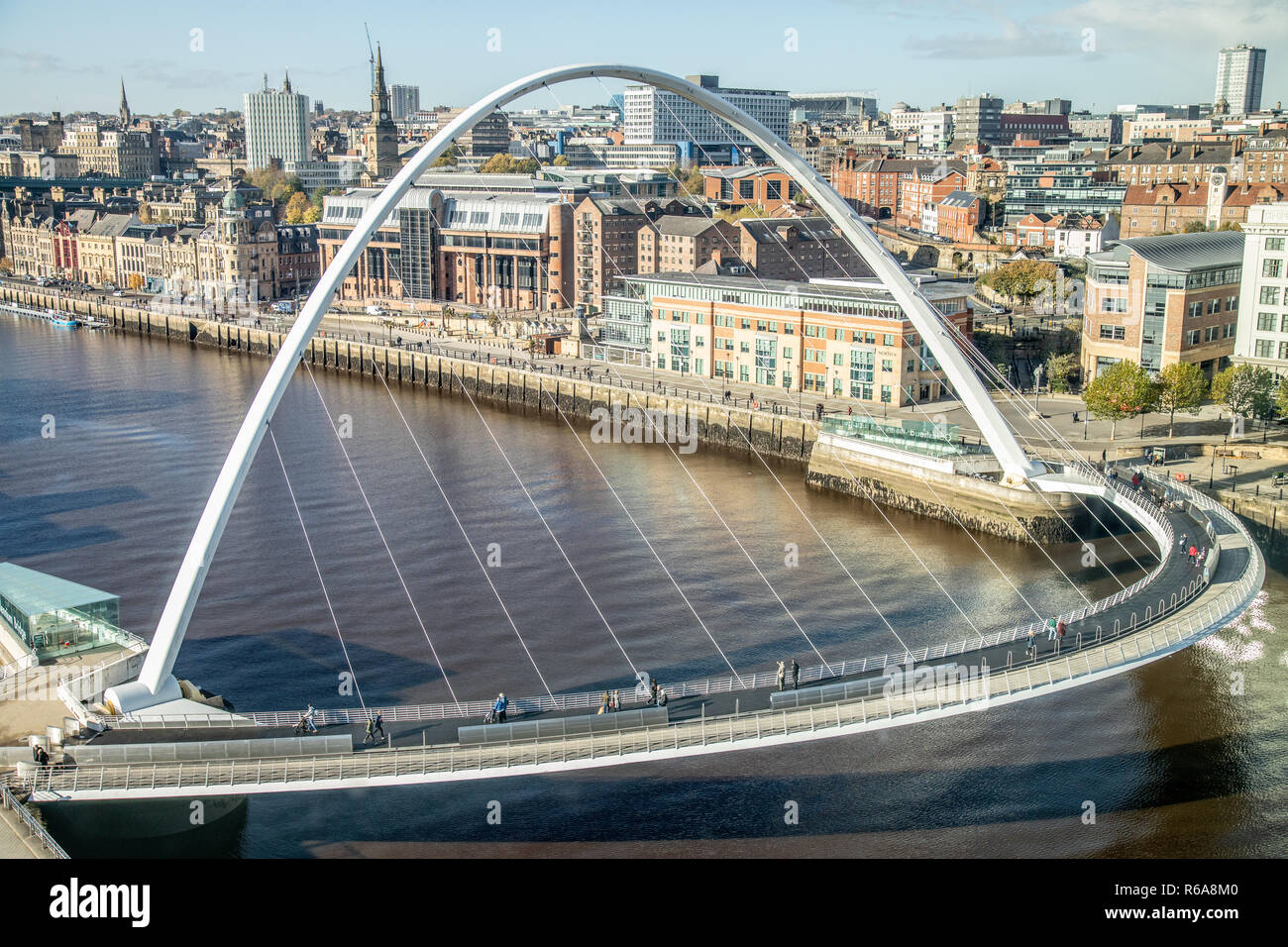 Una vista dei ponti che attraversano il Tyne a Newcastle in Inghilterra Foto Stock