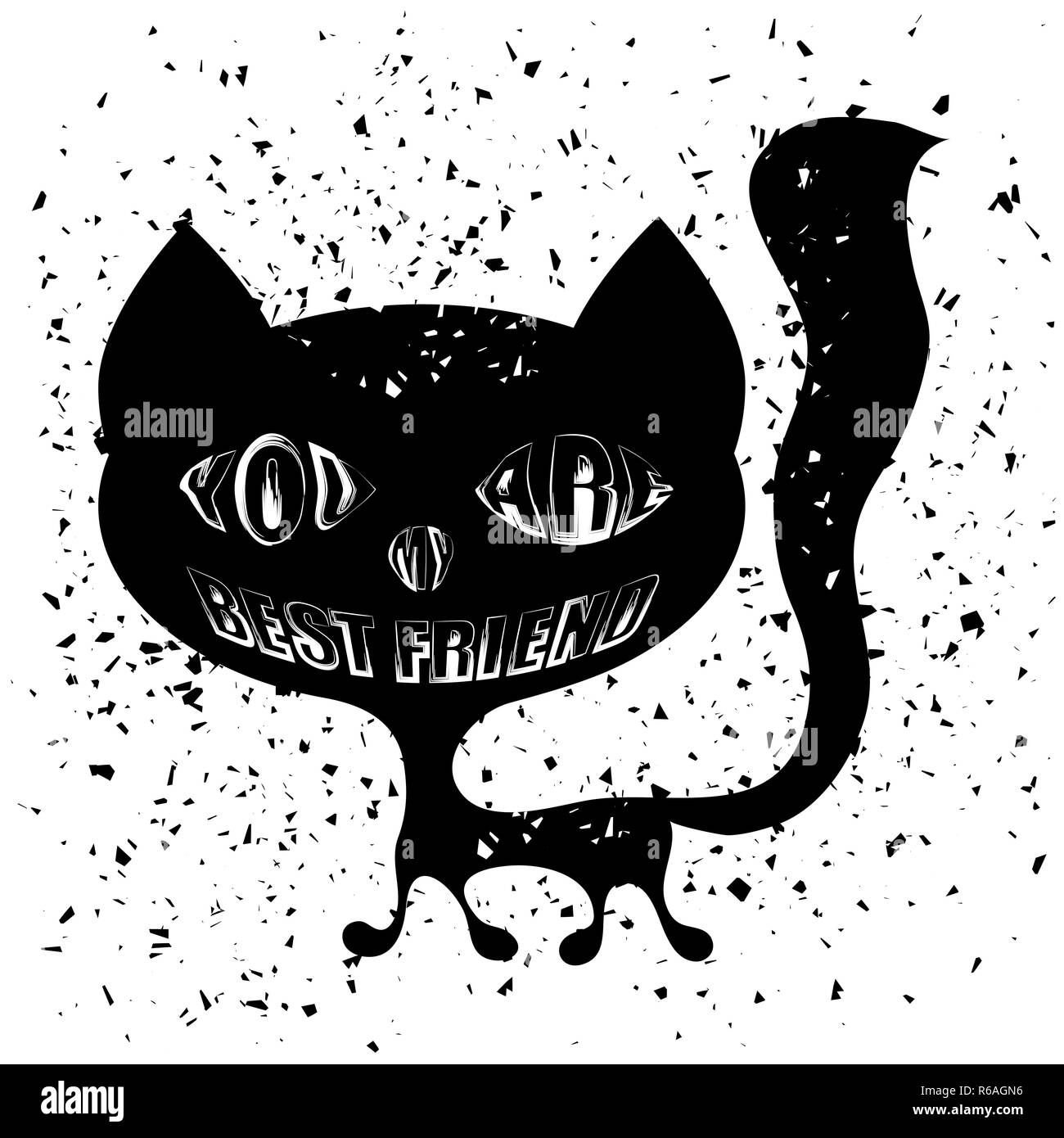 Design Tipografia di stampa con Cat Silhouette Foto Stock