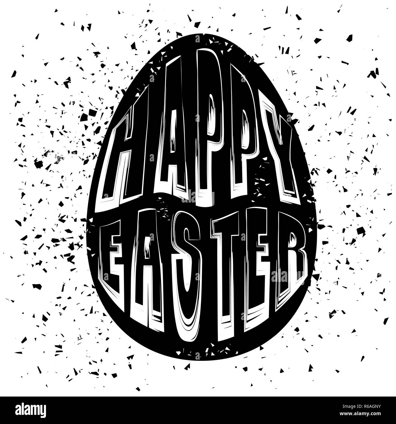 Design Tipografia di stampa con caratteri di uovo Silhouette. Felice Pasqua Banner Foto Stock