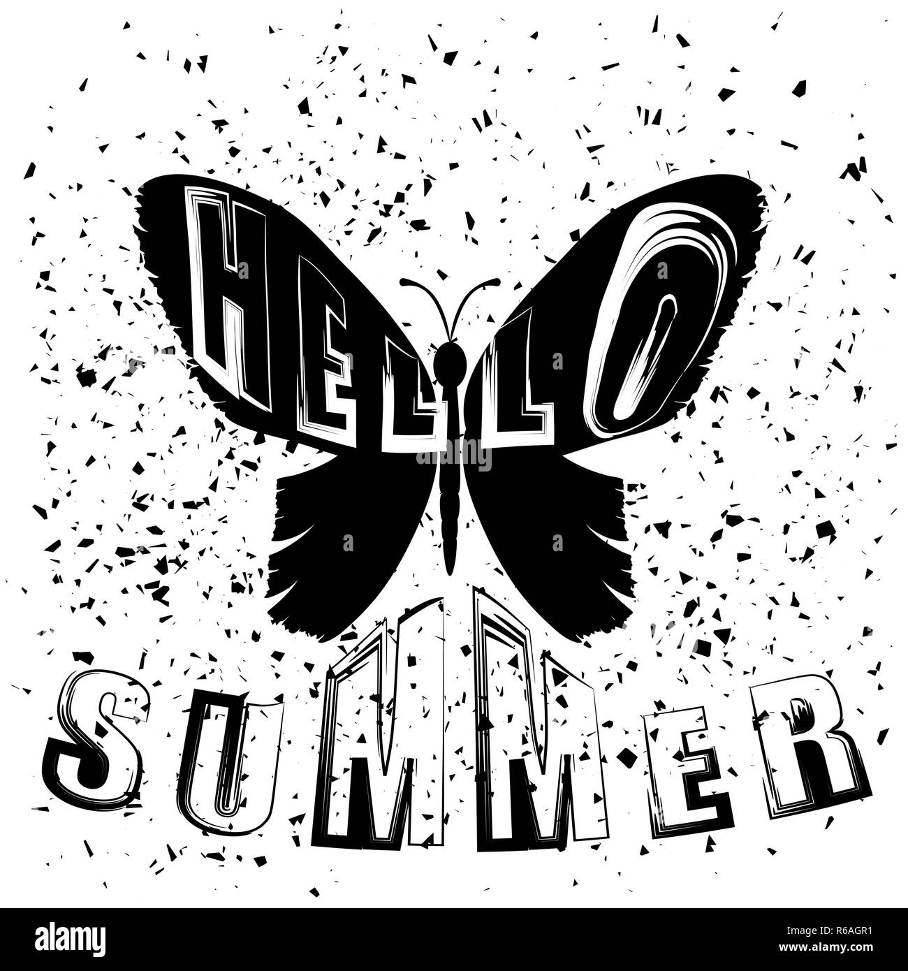 Design Tipografia di stampa con silhouette a farfalla Foto Stock